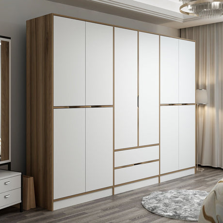 Armadio Elina Bianco Oro Melaminico 277x208x52 cm