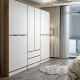 Kledingkasten - Kledingkast Elina Wit Goud Melamine 277x208x52 cm - Dimehouse