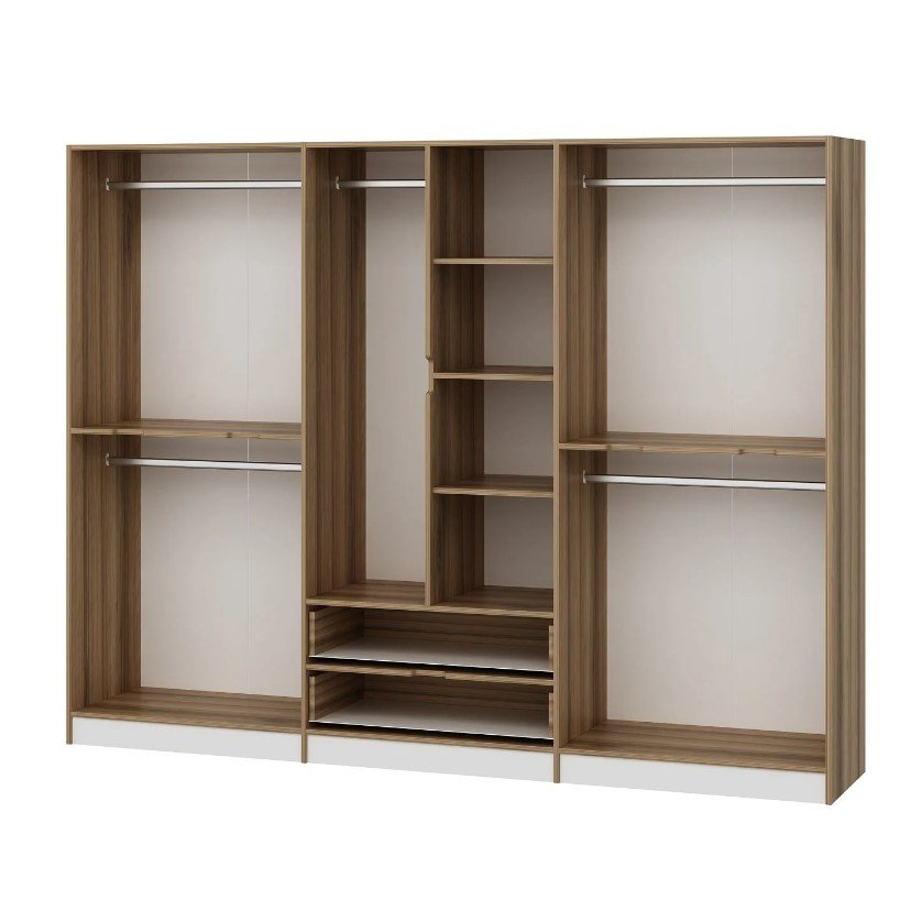 Armadio Elina Bianco Oro Melaminico 277x208x52 cm