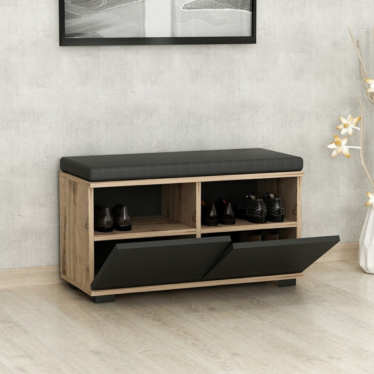 Scarpiera Drago Noce Nero Melaminico 80x42x35 cm