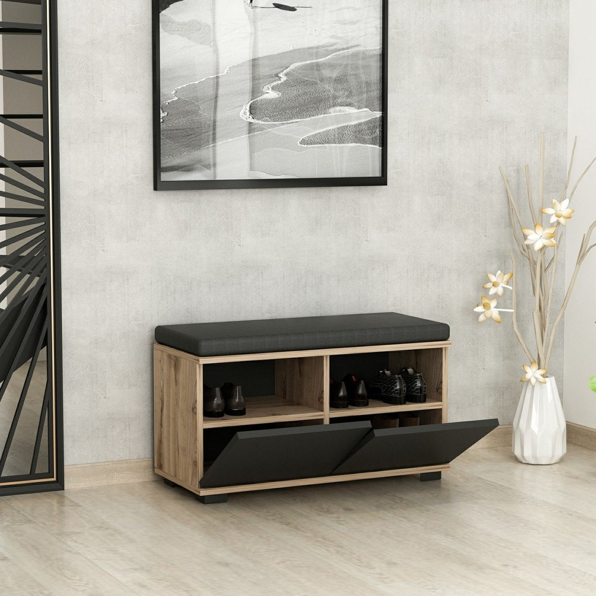 Scarpiera Drago Noce Nero Melaminico 80x42x35 cm