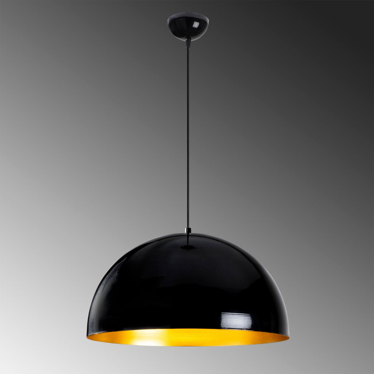 Lampada a sospensione rotonda in metallo nero Allure