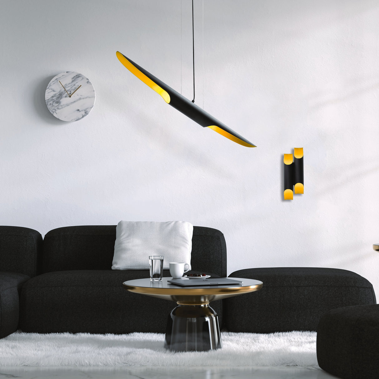 Lampada a sospensione in metallo nero Lyra