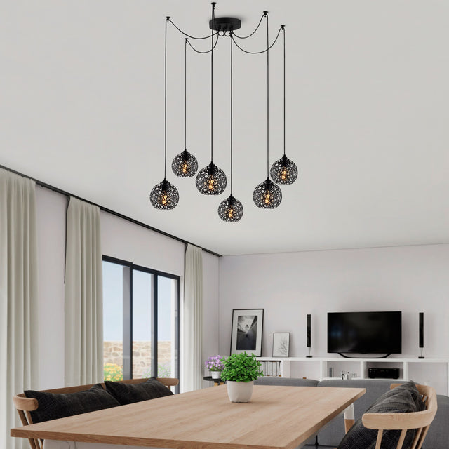 Hanglampen - Hanglamp 6 - lichts Zwart Metaal Quartz - Dimehouse