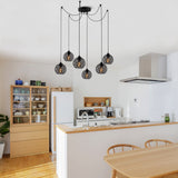 Hanglampen - Hanglamp 6 - lichts Zwart Metaal Quartz - Dimehouse