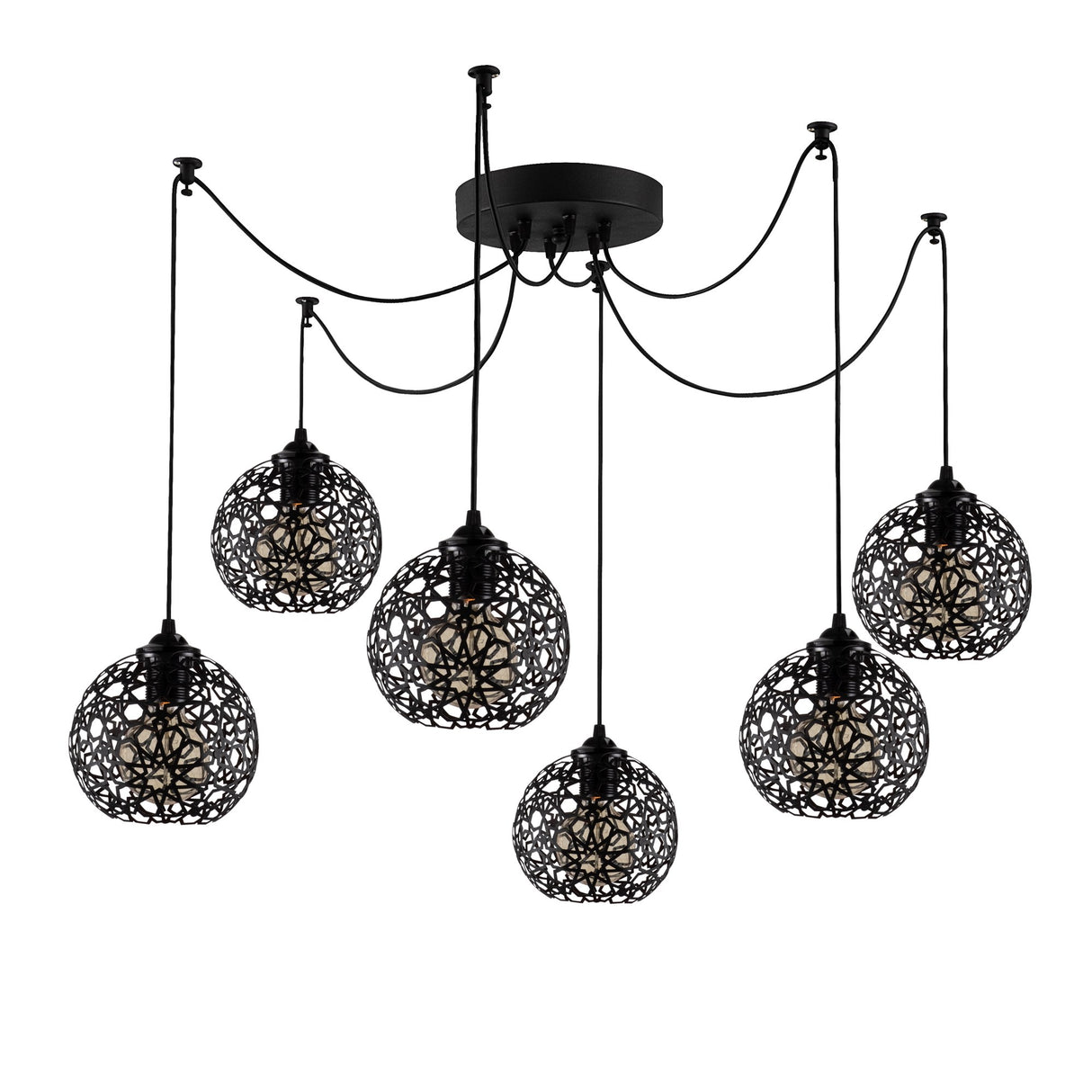 Hanglampen - Hanglamp 6 - lichts Zwart Metaal Quartz - Dimehouse