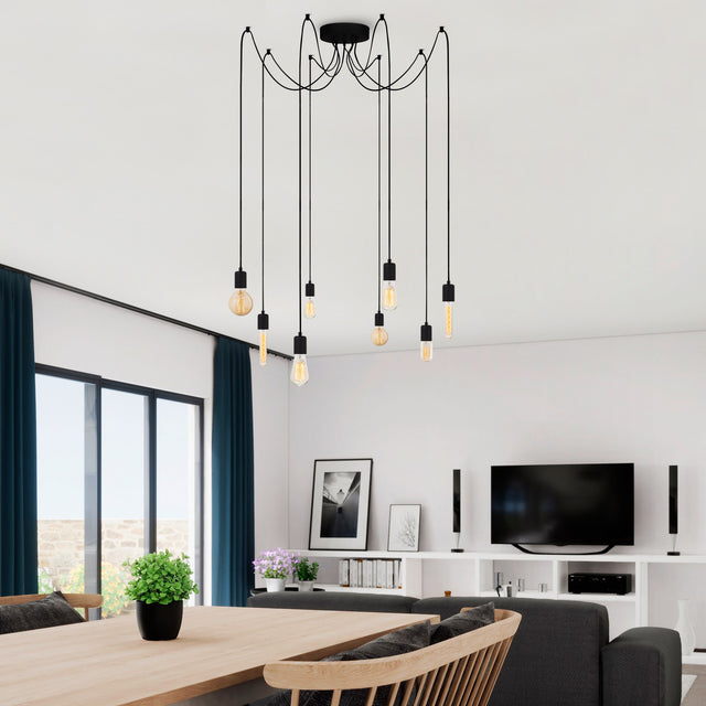 Hanglampen - Hanglamp 8 - lichts Zwart Metaal Maris - Dimehouse