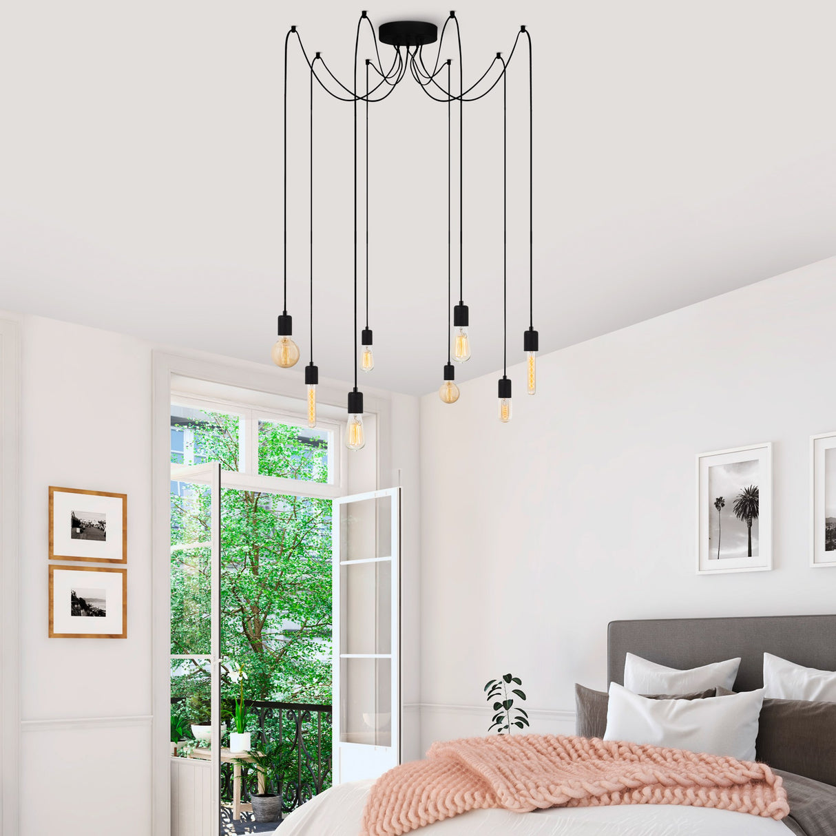 Hanglampen - Hanglamp 8 - lichts Zwart Metaal Maris - Dimehouse