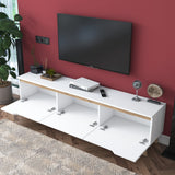 TV Meubels - TV Meubel Osiris Wit Licht Walnoot Melamine 180x48,6x35 cm - Dimehouse