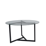 Tavolino Rotondo in Vetro 75 cm - Struttura in Metallo Nero