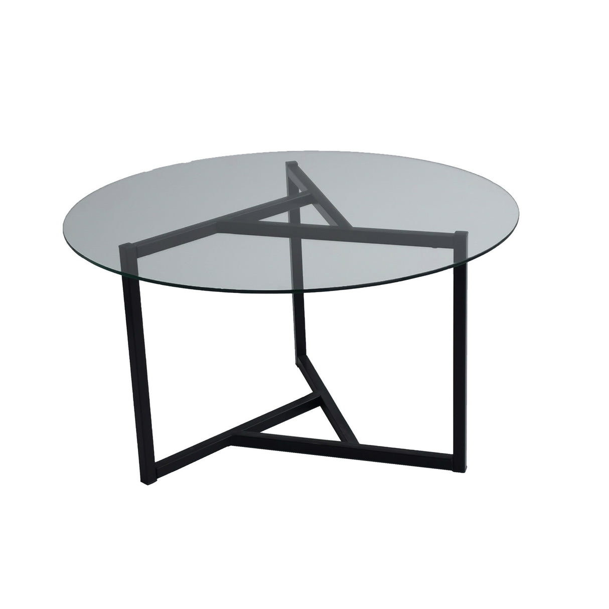 Tavolino Rotondo in Vetro 75 cm - Struttura in Metallo Nero