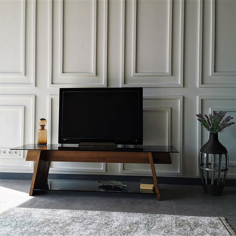 Mobile TV Corallo Noce Nero Vetro 158x45x40 cm