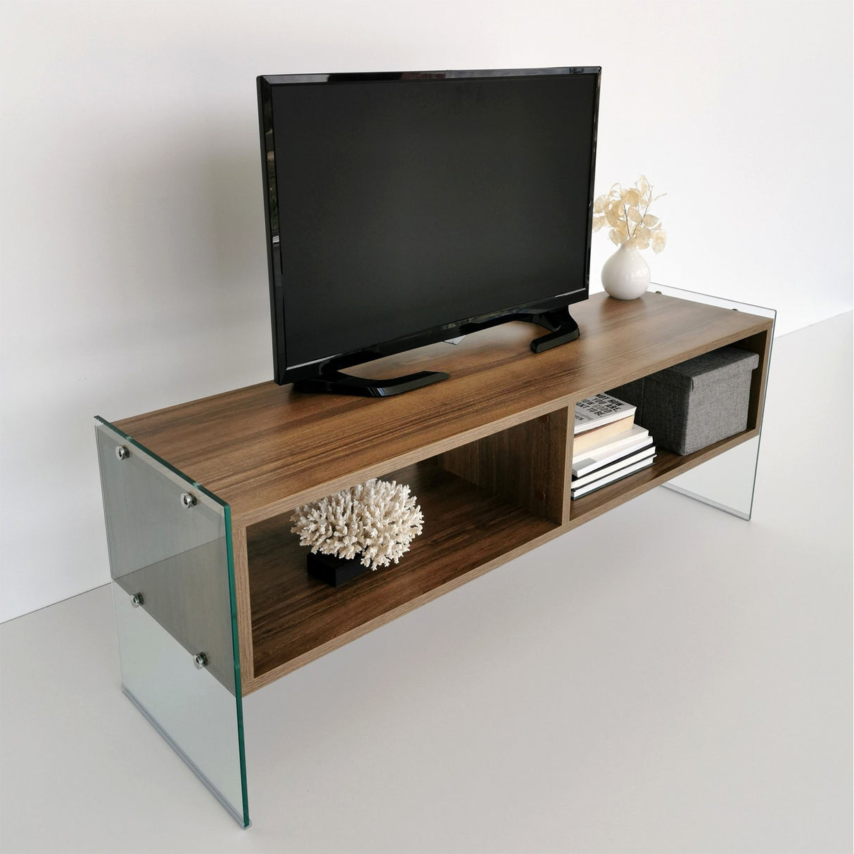 TV Meubels - TV Meubel Echo Walnoot Melamine 120x45x35 cm - Dimehouse