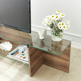 TV Meubels - TV Meubel Escape TV Walnoot Glas 158x40x35 cm - Dimehouse