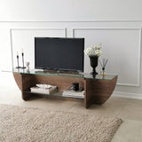 TV Meubels - TV Meubel Lily TV Walnoot Glas 158x40x35 cm - Dimehouse
