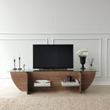 TV Meubels - TV Meubel Lily TV Walnoot Glas 158x40x35 cm - Dimehouse