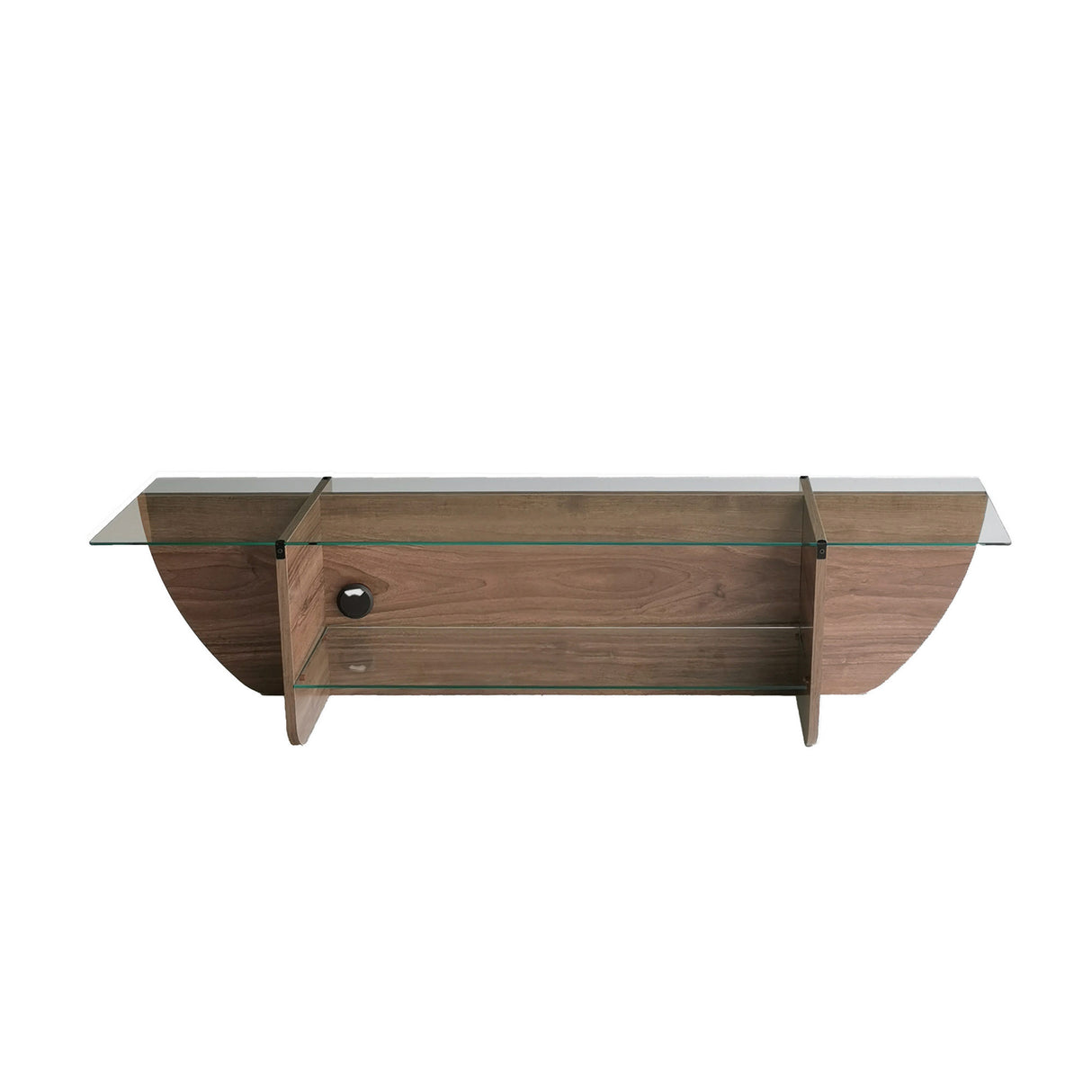 TV Meubels - TV Meubel Lily TV Walnoot Glas 158x40x35 cm - Dimehouse