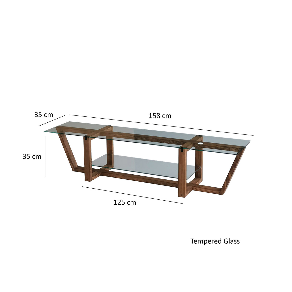 TV Meubels - TV Meubel Amaufi Walnoot Glas 158x35x35 cm - Dimehouse