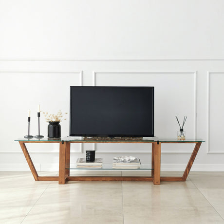 Mobile TV Amaufi Noce Vetro 158x35x35 cm