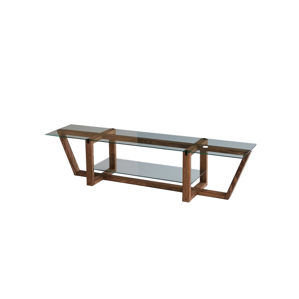 TV Meubels - TV Meubel Amaufi Walnoot Glas 158x35x35 cm - Dimehouse