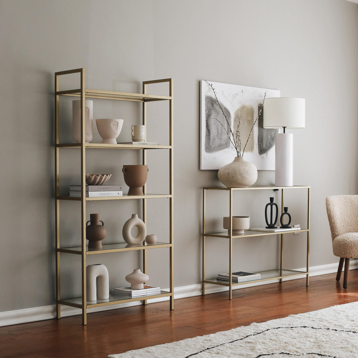 Kaptafels - Kaptafel Avignon Goud Glas 100x85x30 cm - Dimehouse