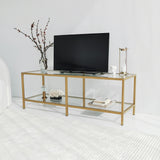 TV Meubels - TV Meubel Basic Gold Goud Glas 130x45x40 cm - Dimehouse