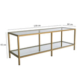 TV Meubels - TV Meubel Basic Gold Goud Glas 130x45x40 cm - Dimehouse