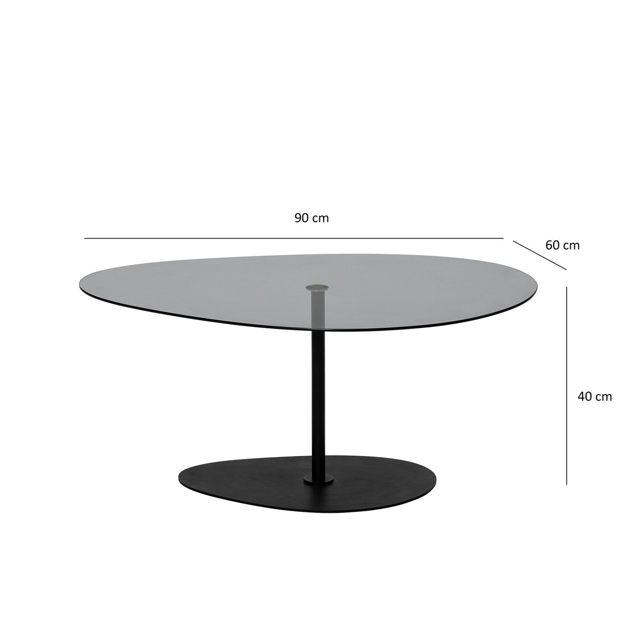 Tavolino da caffè dal design organico in vetro colorato Torpo - Struttura in metallo nero