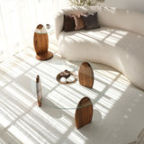 Tavolino di Design Rotondo 90 cm Sunf - Base in legno