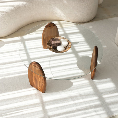 Tavolino di Design Rotondo 90 cm Sunf - Base in legno