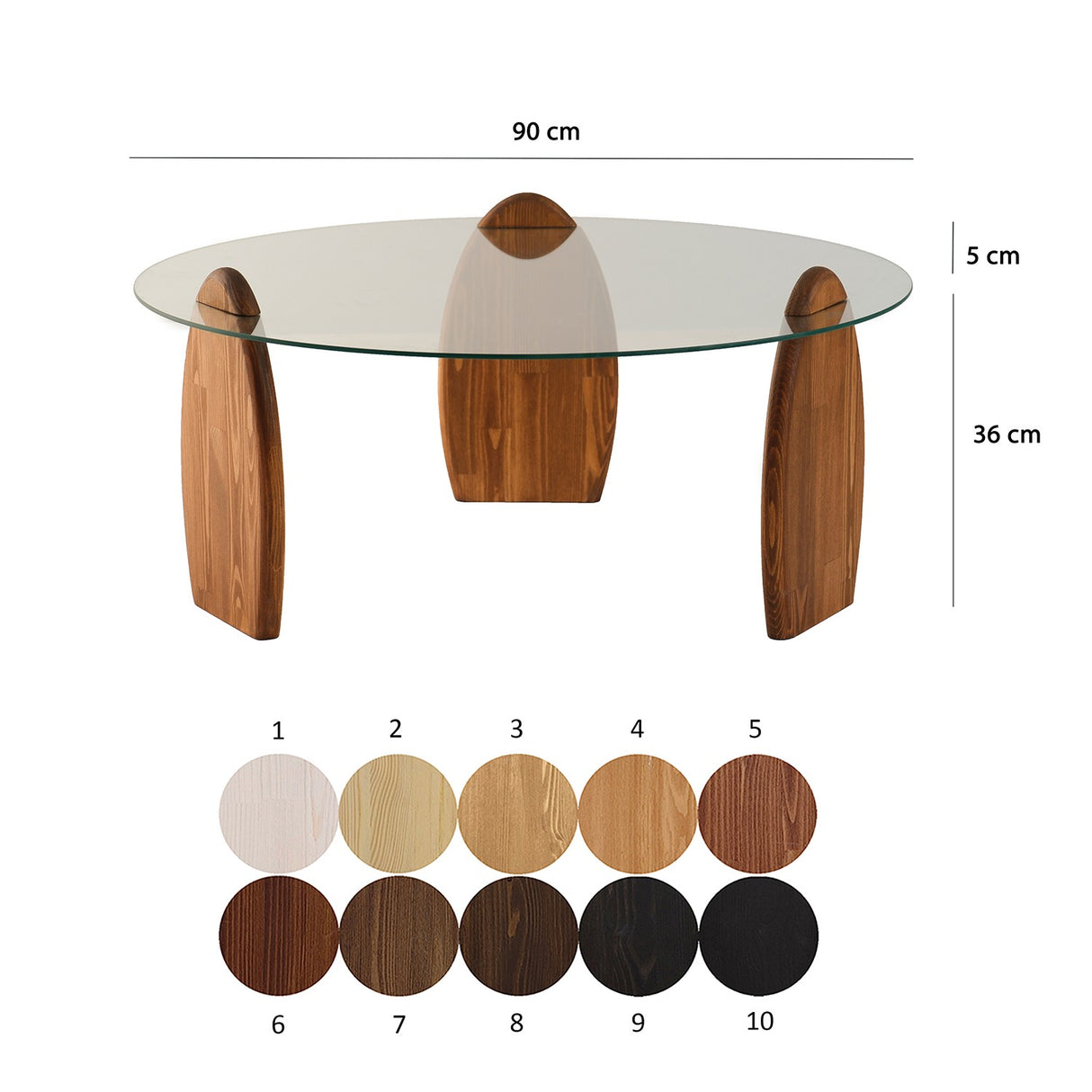 Tavolino di Design Rotondo 90 cm Sunf - Base in legno