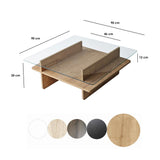 Tavolino Quadrato in Vetro Sagu - Base Melaminico Zaffiro - 90x90 cm