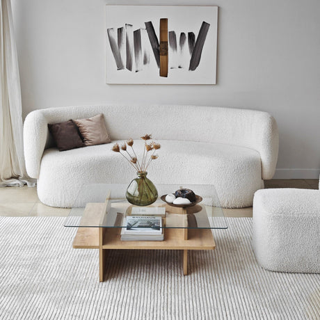 Tavolino Quadrato in Vetro Sagu - Base Melaminico Zaffiro - 90x90 cm