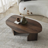 Salontafels - Organische Salontafel Japandi Walnoot Melamine Rack - 105x65 cm - Dimehouse