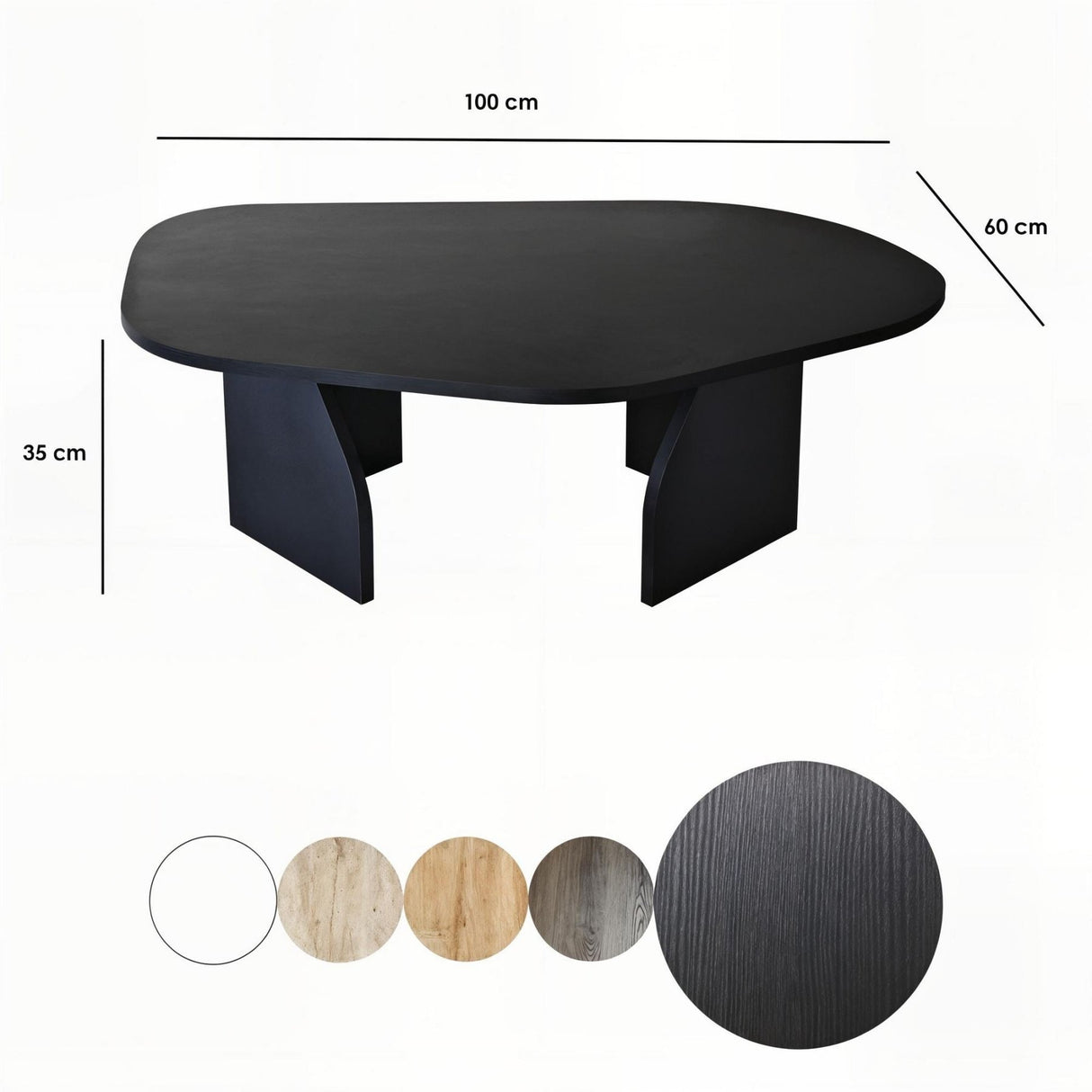 Tavolino Rock ovale nero 100 x 60 cm Legno composito rivestito in melammina