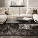 Salontafels - Organische Salontafel Set van 2 Conner Keramiek Look Grijs - Dimehouse