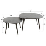 Salontafels - Organische Salontafel Set van 2 Conner Keramiek Look Grijs - Dimehouse
