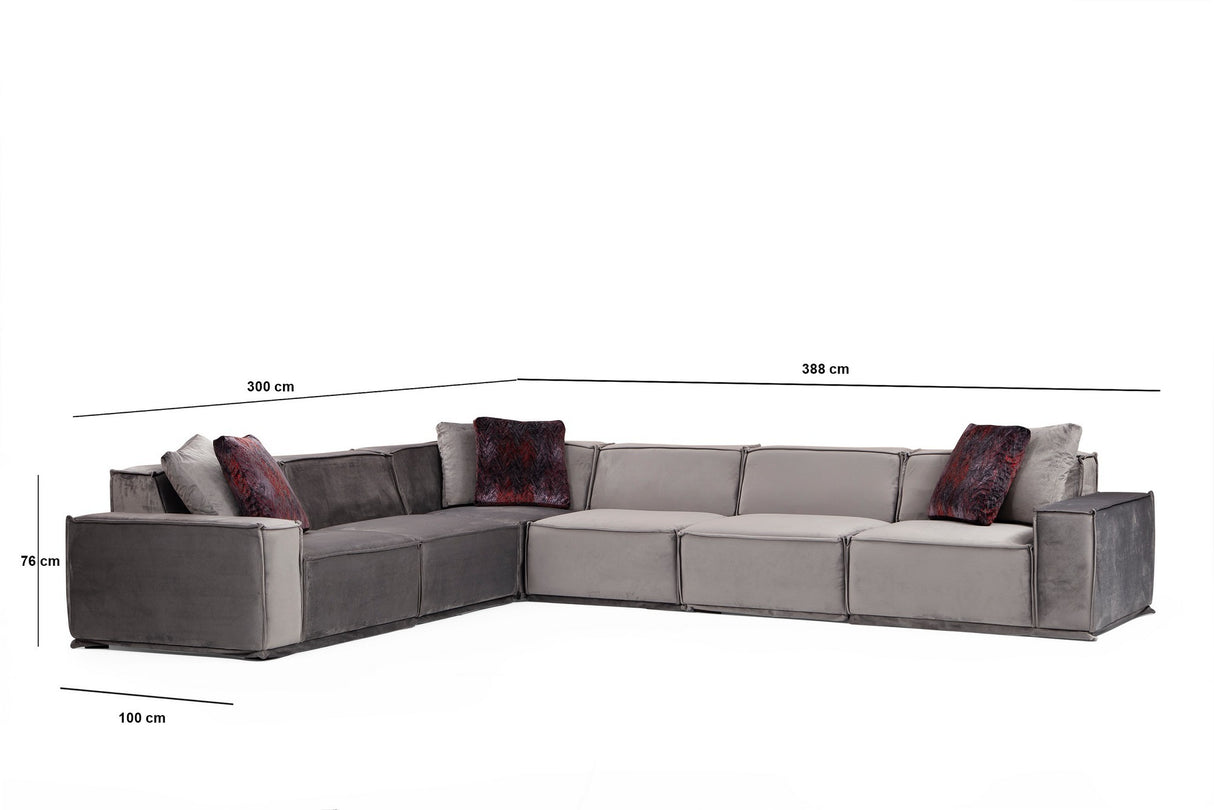 Divano angolare XL sinistro Lego Velvet Grey