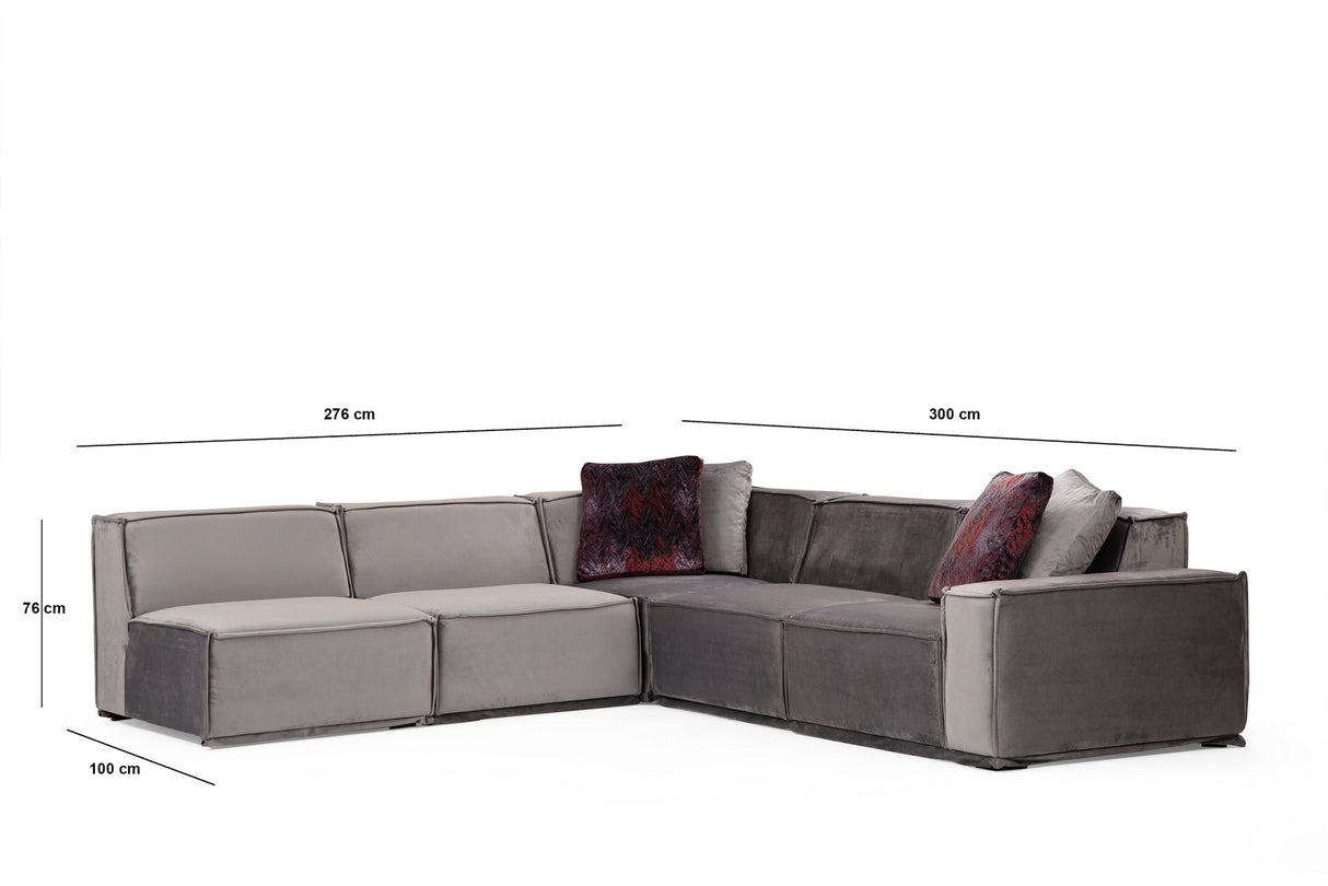 Divano angolare sinistro Lego Velvet Grey