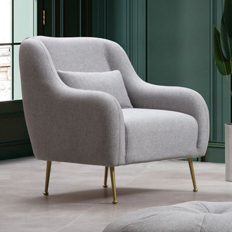 Poltrona moderna Tessuto grigio con gambe dorate Siviglia