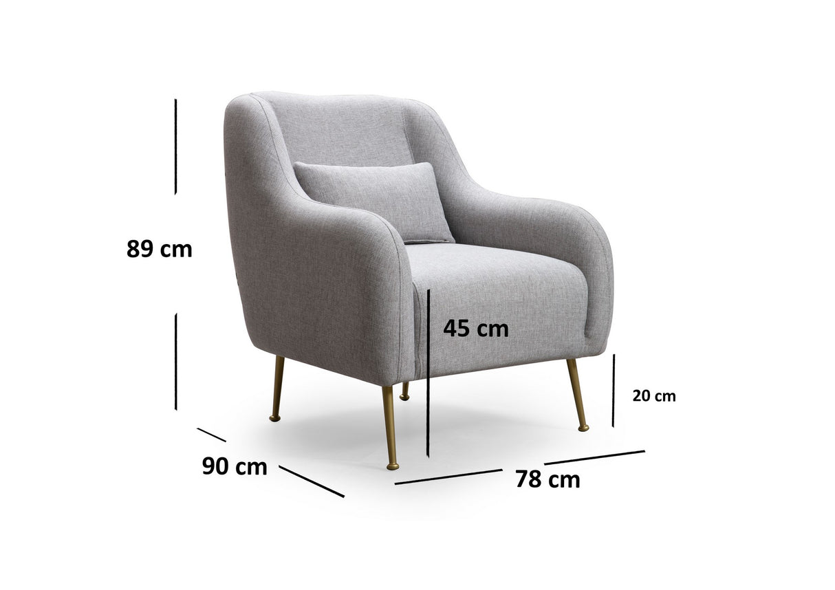 Fauteuils - Moderne fauteuil Grijs stof met gouden poten Sevilla - Dimehouse