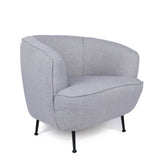 Poltrona moderna in tessuto di lino grigio chiaro con gambe alte Piccoli