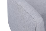 Poltrona moderna in tessuto di lino grigio chiaro con gambe alte Piccoli