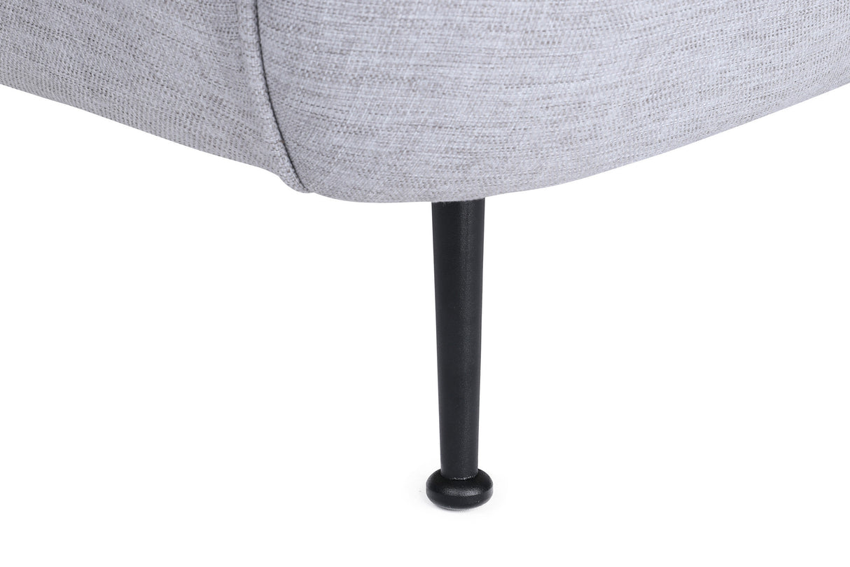 Poltrona moderna in tessuto di lino grigio chiaro con gambe alte Piccoli