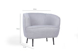 Poltrona moderna in tessuto di lino grigio chiaro con gambe alte Piccoli
