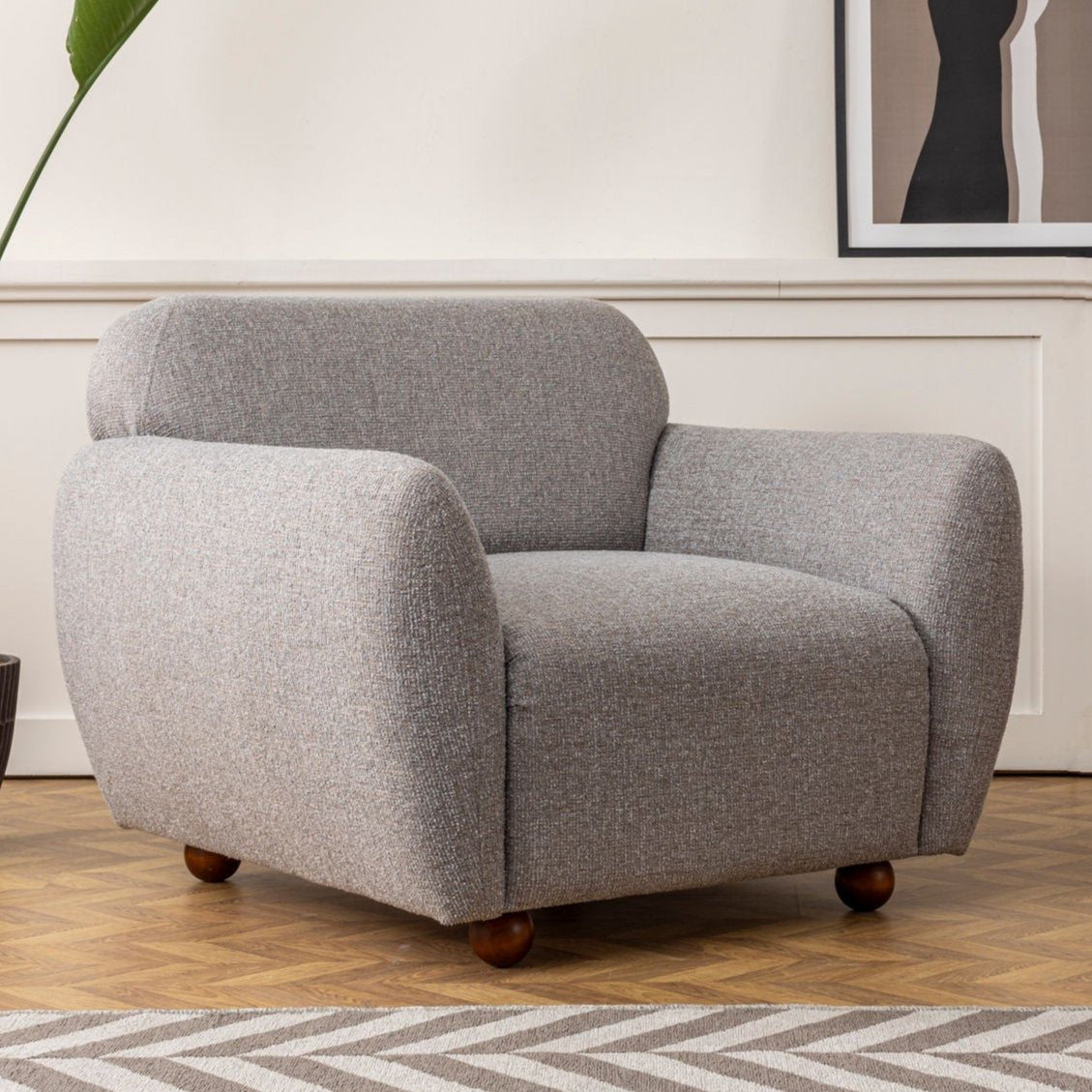 Fauteuils - Japandi fauteuil lichtgrijs textuur stof Eddy - Dimehouse