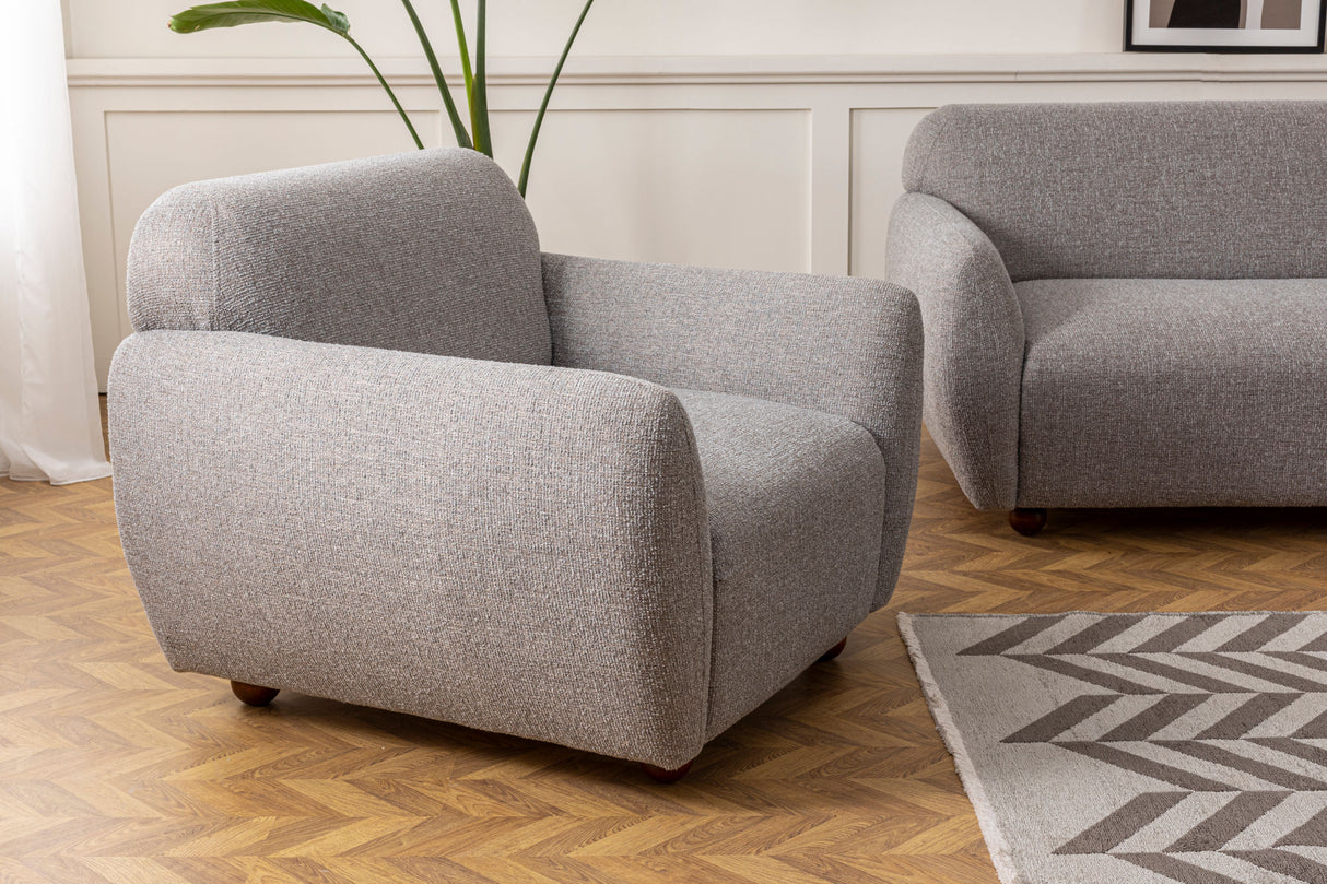 Fauteuils - Japandi fauteuil lichtgrijs textuur stof Eddy - Dimehouse