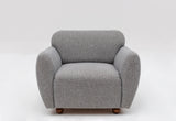 Fauteuils - Japandi fauteuil lichtgrijs textuur stof Eddy - Dimehouse