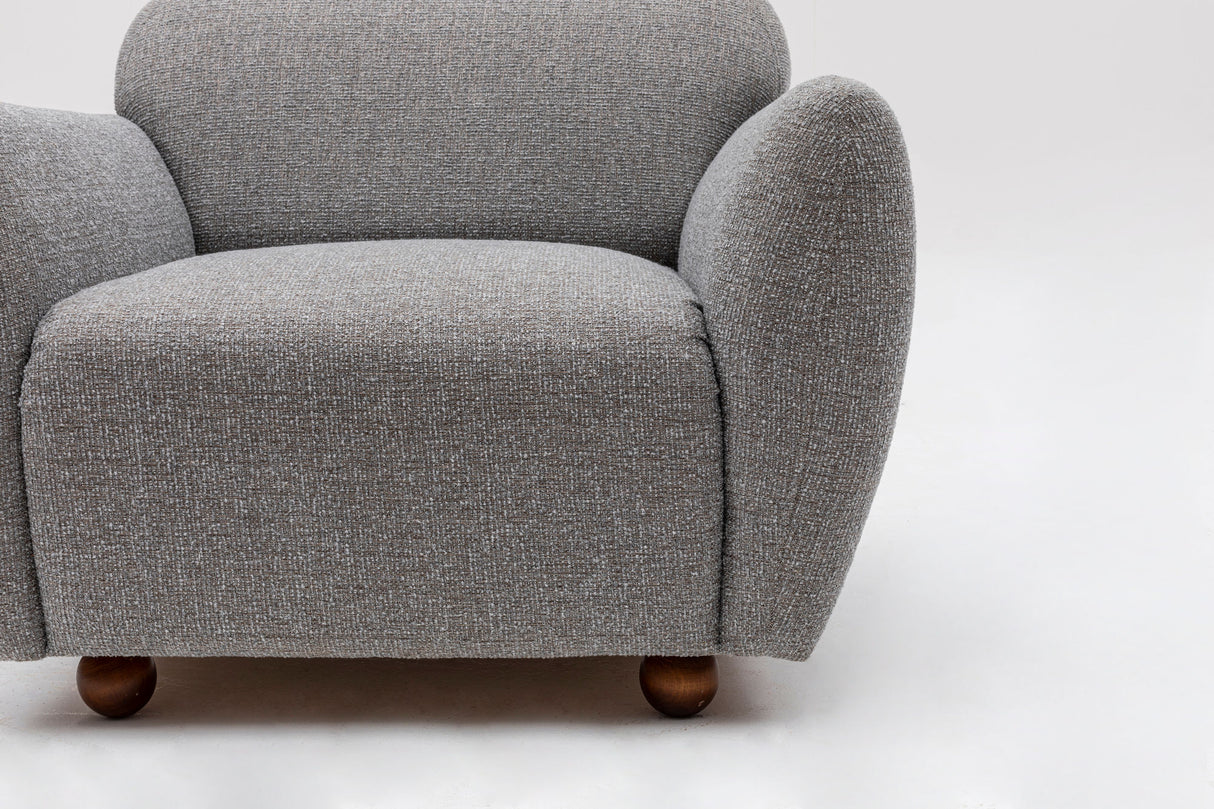 Fauteuils - Japandi fauteuil lichtgrijs textuur stof Eddy - Dimehouse