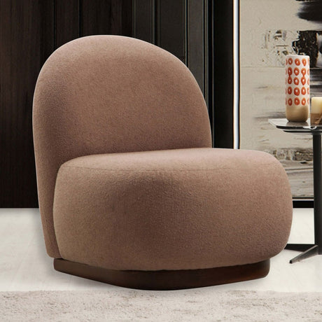 Poltrona Japandi marrone bouclé forma organica Tina
